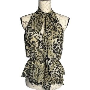 HEED Animal Print Grey Leopard Cheetah Sleeveless‎ Blouse Sz S